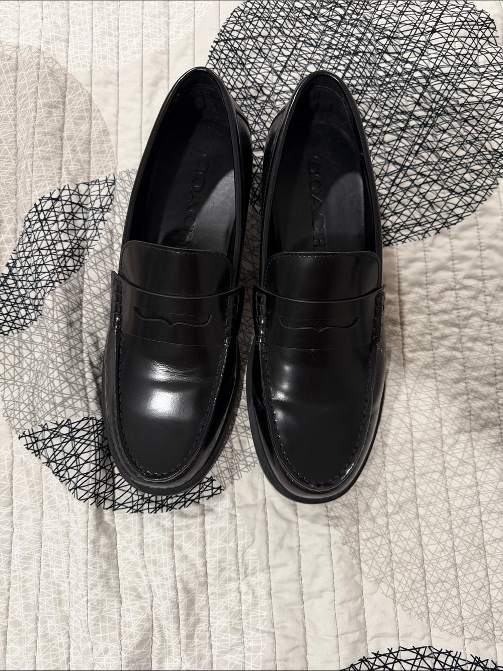 Coach Men's Black Leather Penny Loafers
